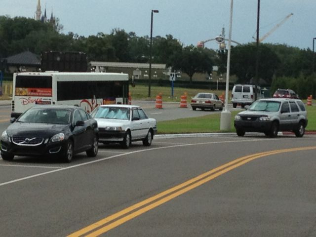 upper left, Cinderella Castle....middle left, my white 1990 Camry.. north end of town work at Disney World