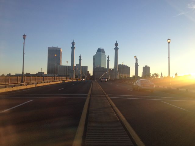 Springfield Massachusetts, returning from a run as the sun rises early morning runs