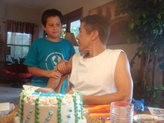 Father and Son celebrating a birthday