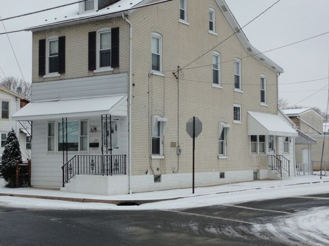 Snow and corner house in Allentown, PA