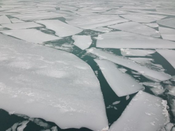 Broken lake ice