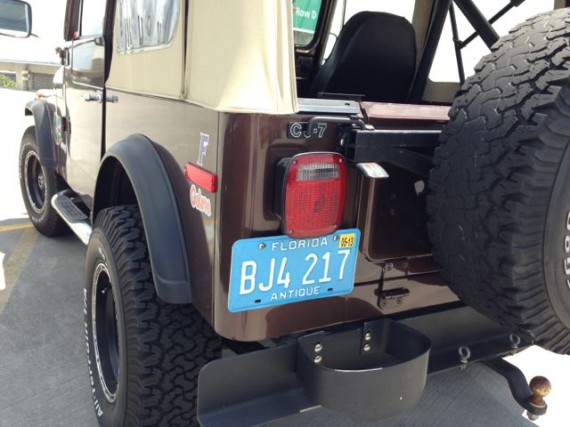 Antique Jeep in parking lot