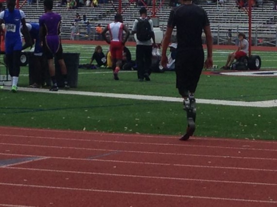 Double leg amputee teenage High School 100m sprinter