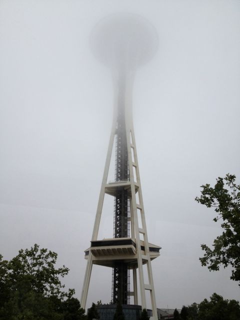 Seattle Space Needle in fog