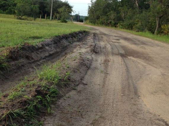 Huge rut on Florida dirt road