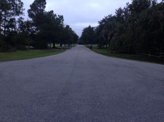 Long, gloomy, cold, lonely, quiet road