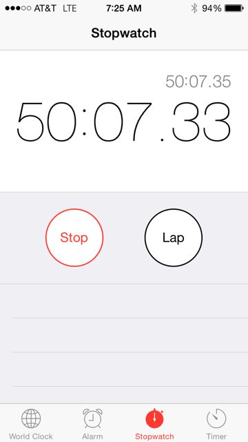 iPhone stopwatch