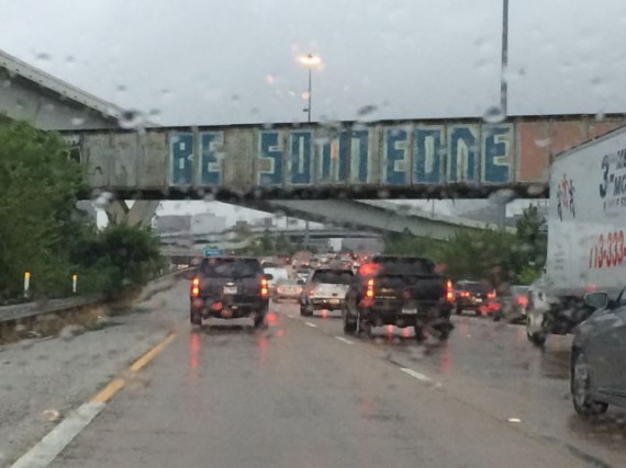 Texas Interstate overpass graffiti 