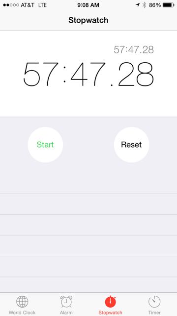iPhone stopwatch