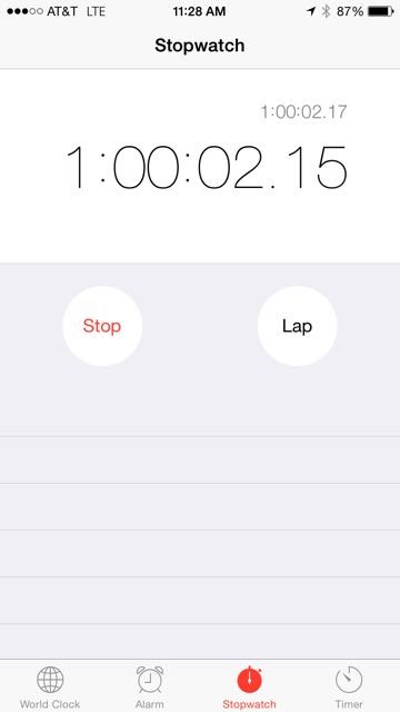 iPhone stop watch