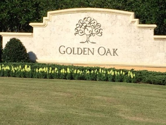 Disney's golden oak entrance sign