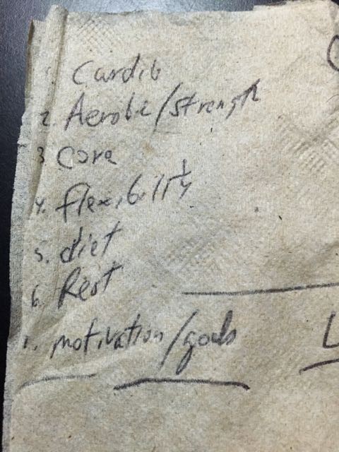 World class wellness tips on napkin