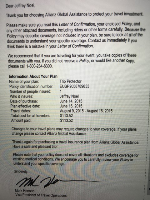 Trip insurance