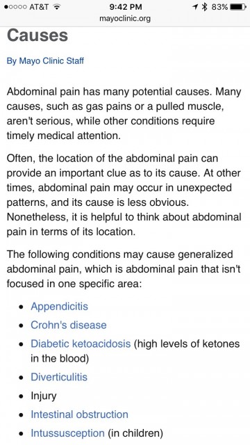 Lower right abdominal pain
