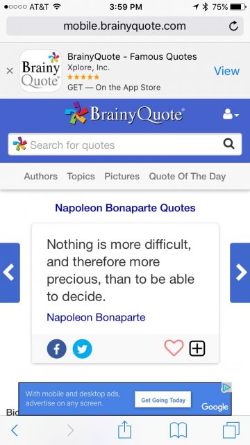 Quote on making decisions