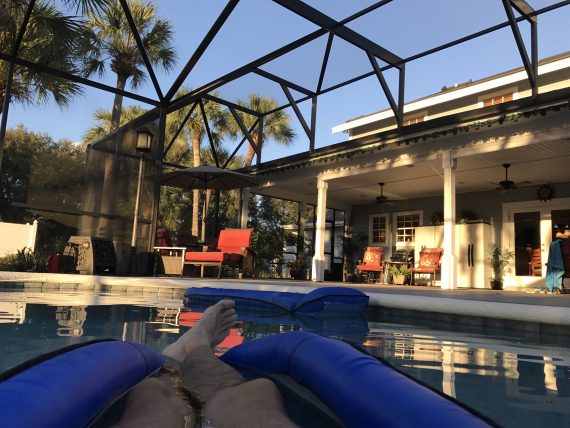 relaxing in Orlando pool