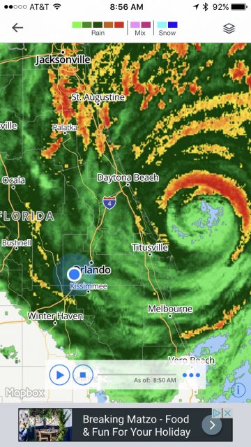 Hurricane Matthew over Central Florida