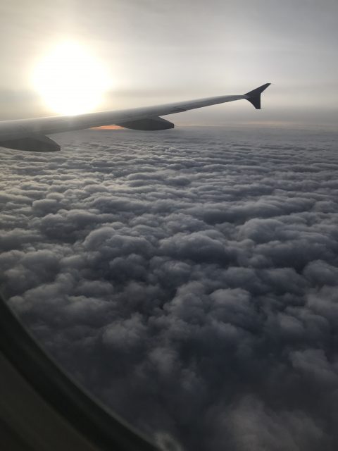 Flying in an airplane