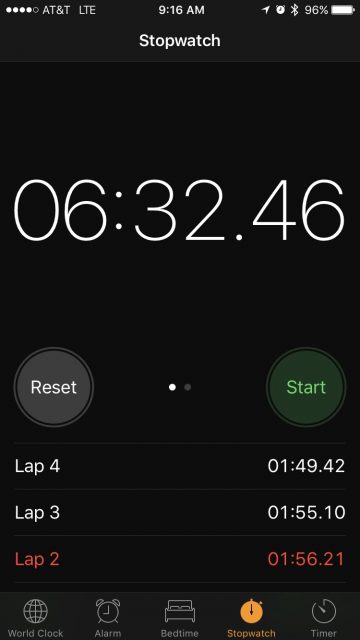 Running pace for one mile