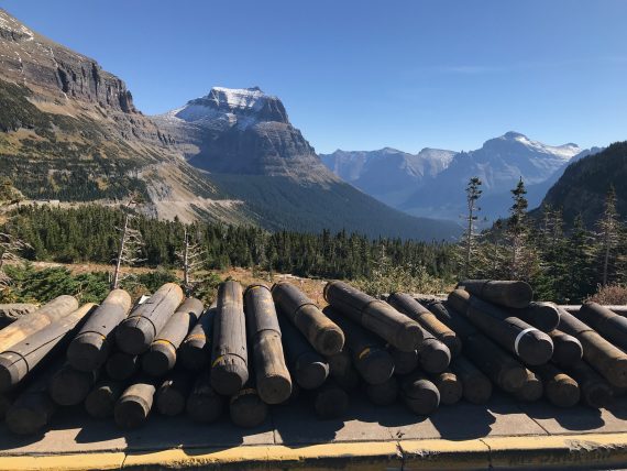 Logan Pass parking lot getting winterized