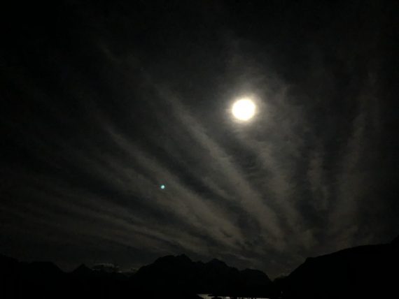 Moon over Glacier National Park