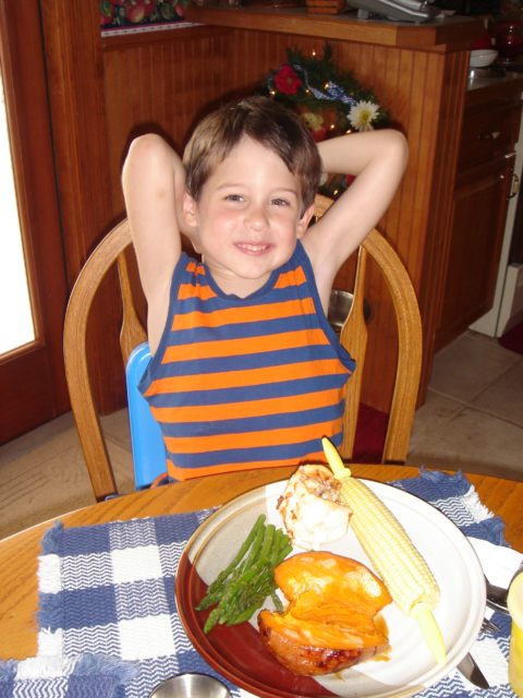 child eating adult meal