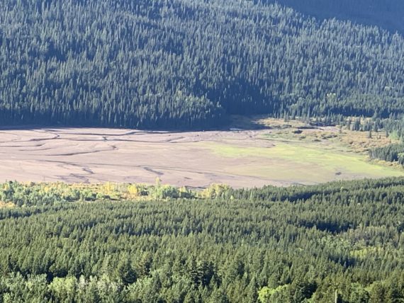 Dried north end of mountain lake in early Fall