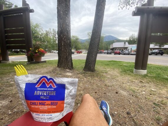 freeze dried meal bag on person's lap