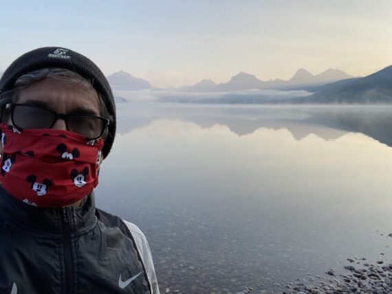 Jeff Noel in front of Mountain Lake