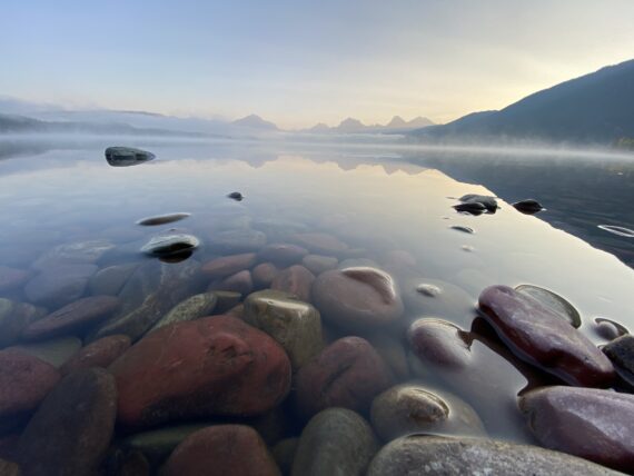 Stones at mountain lakeshore