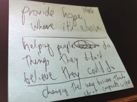 Business notes on a post it note
