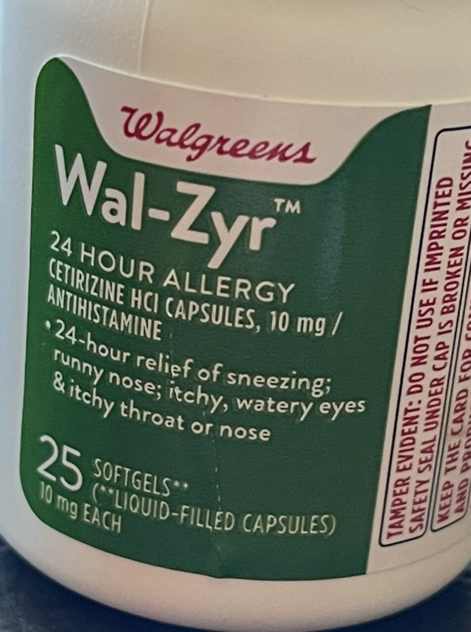 Allergy medicine bottle