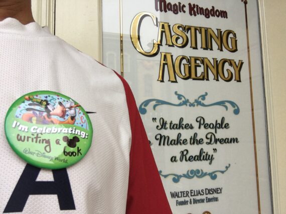 Disney button on man's shirt at Magic Kingdom