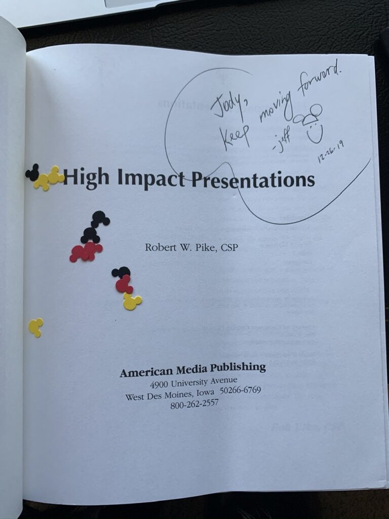 Hand written note inside a book cover