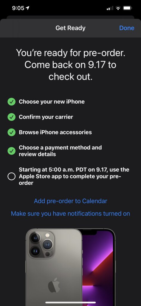 IPhone order message screen shot