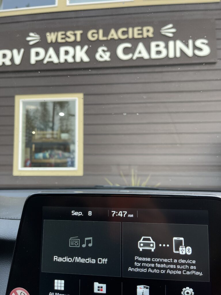 RV Park sign from driver’s seat