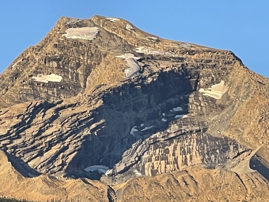 Mountain bathed in sunlight