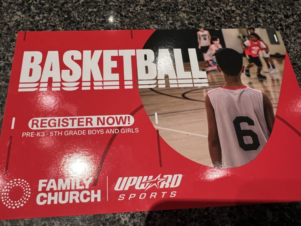 Lakeside Baptist Church Basketball registration flyer
