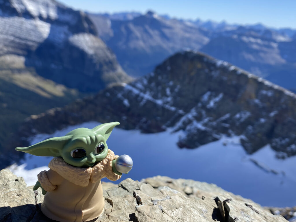 Baby Yoda in the mountains