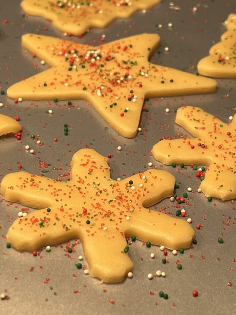 Christmas cookies on a cookie tray
