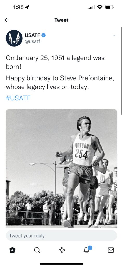 Steve Prefontaine photo and birthday tribute