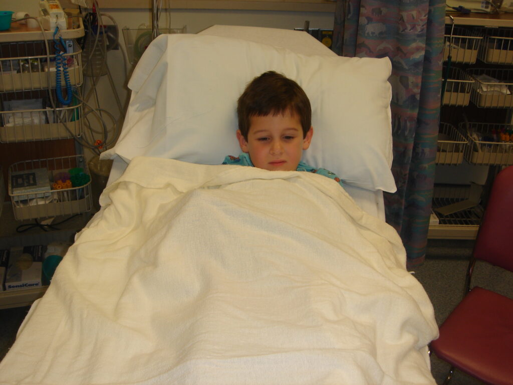 Child prepped for colonoscopy