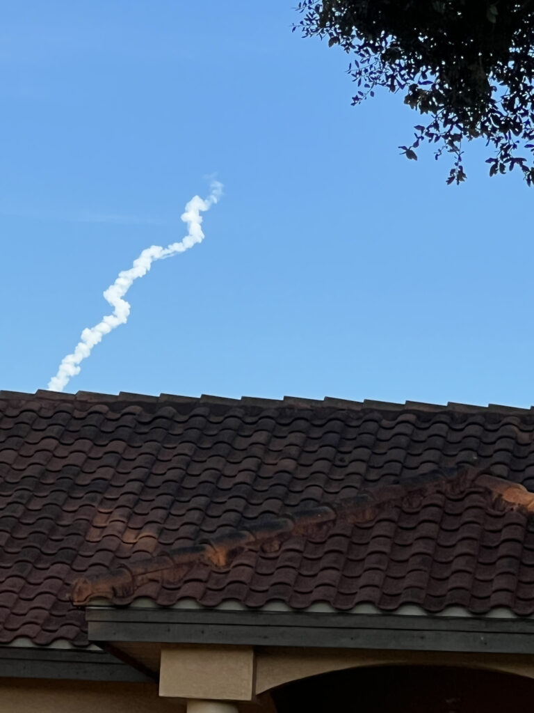 Rocket launch smoke remant