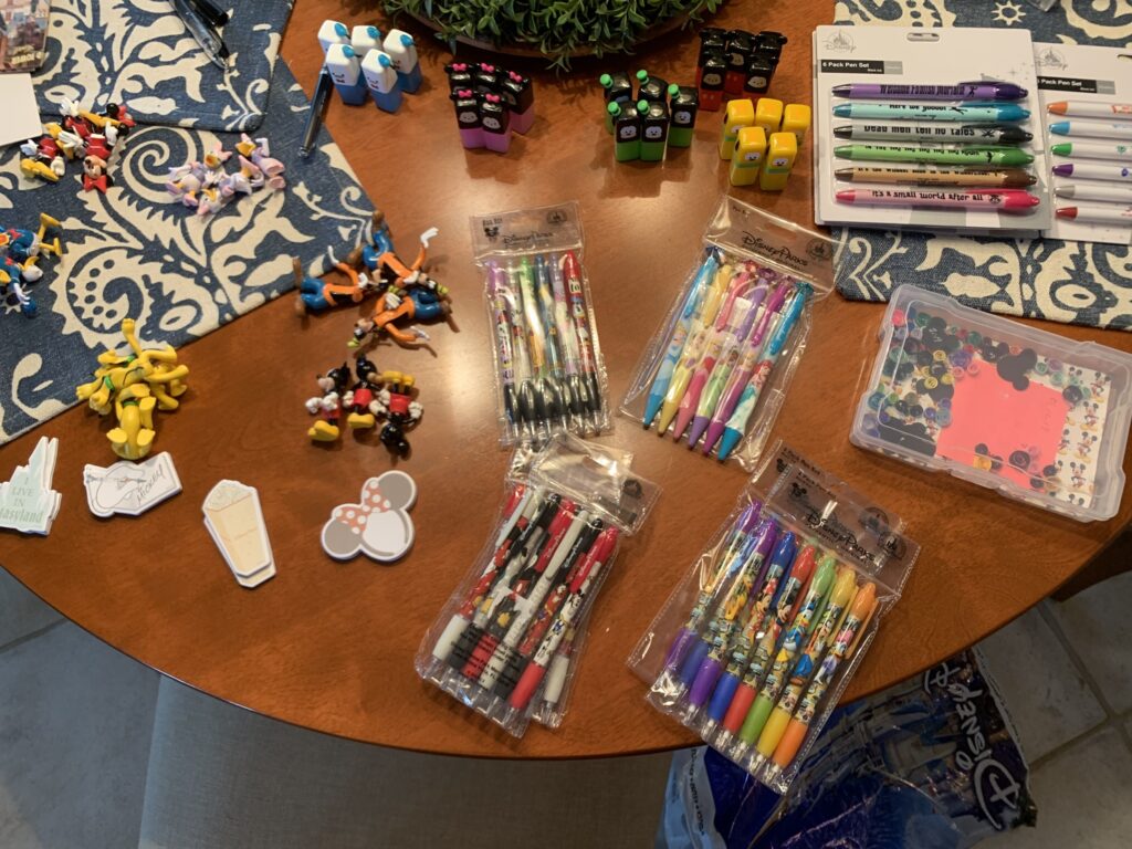 table of Disney trinkets