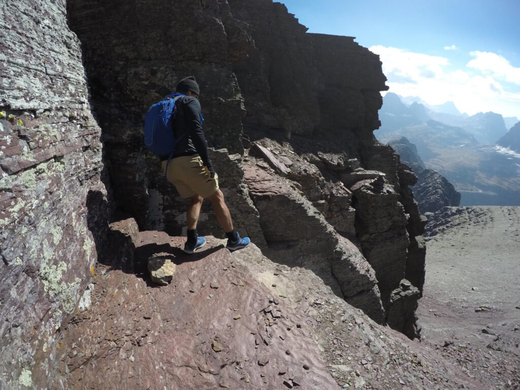 man hiking in mountains