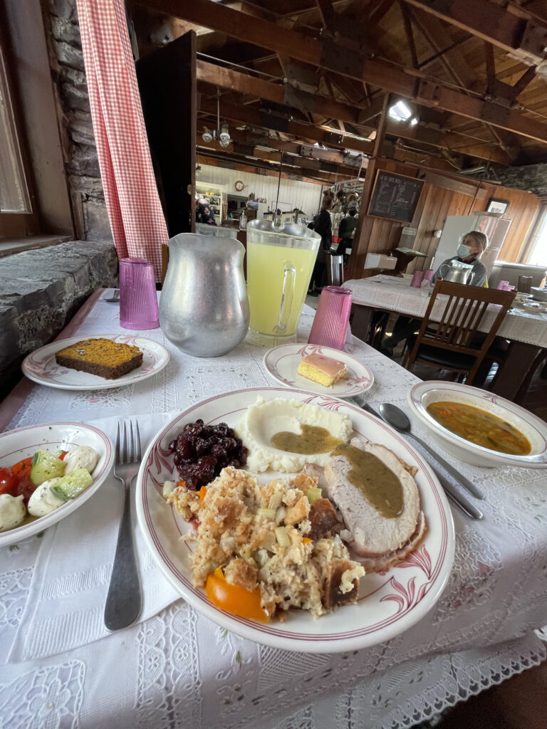 gourmet meal at mountain chalet