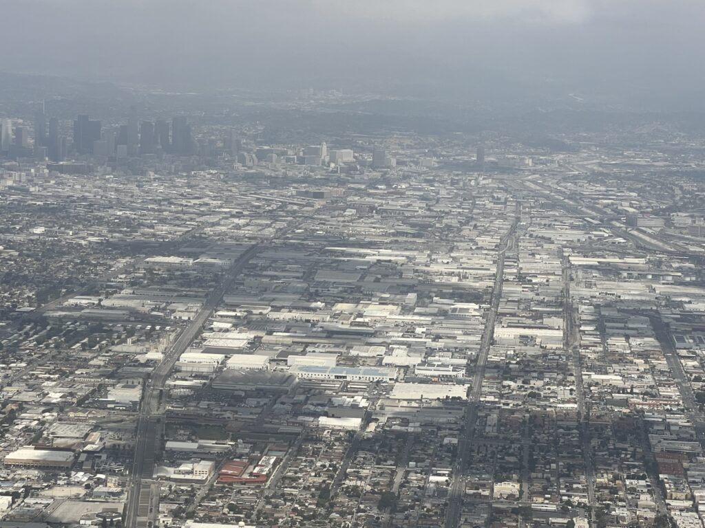 crowded city from jet