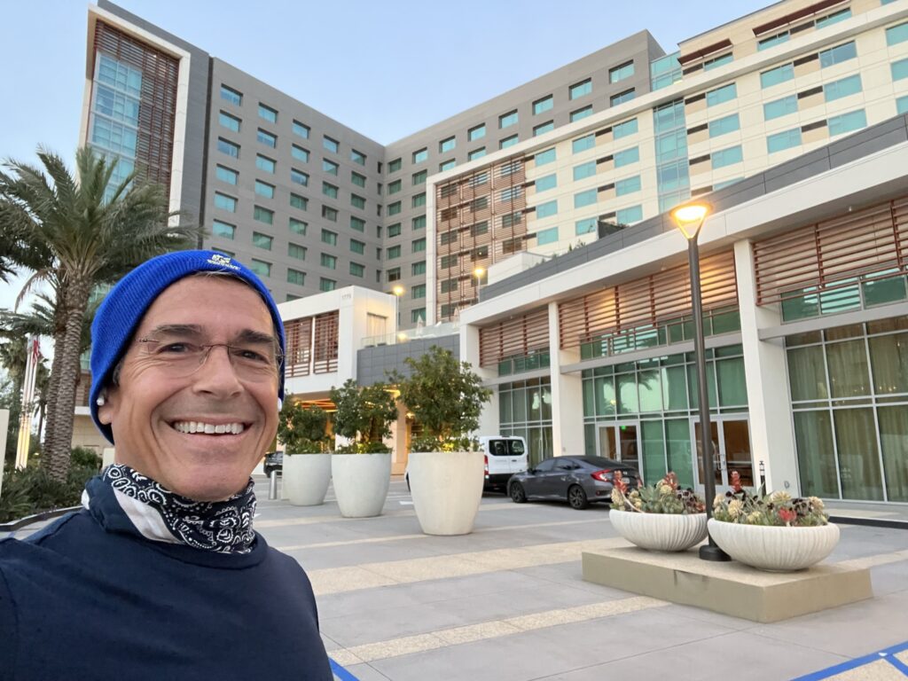 man outside hotel